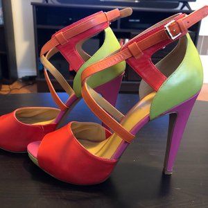 Multi-coloured Nine West strappy high heels